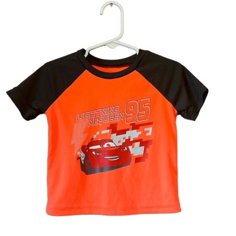 Disney Jumping Beans Lightning McQueen Toddler Boys Active Tee Orange Black 12M
